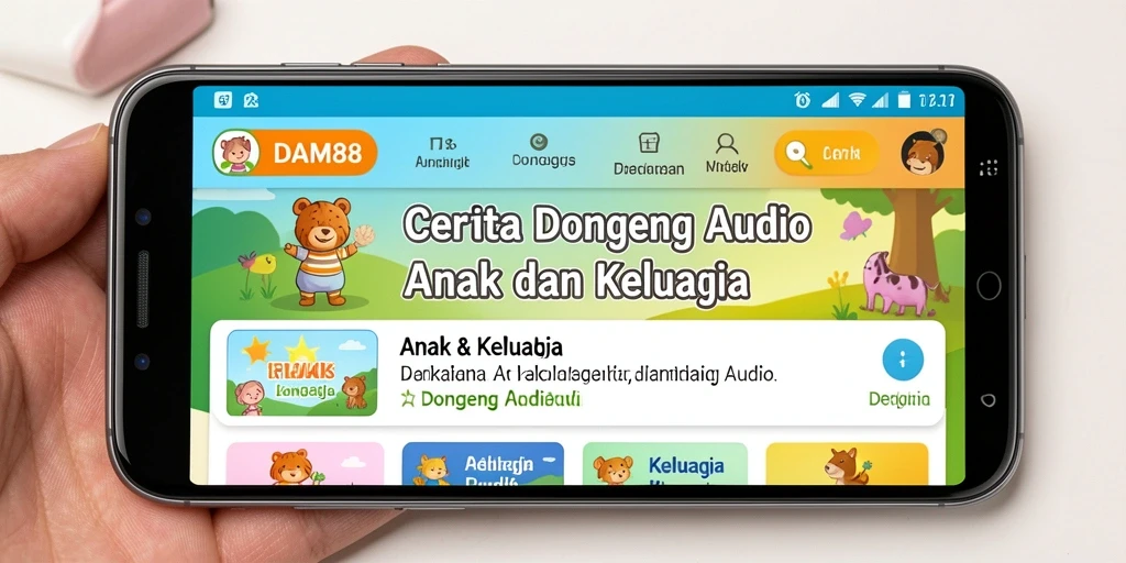 Tampilan antarmuka aplikasi DAM88 yang ramah anak dan menarik.