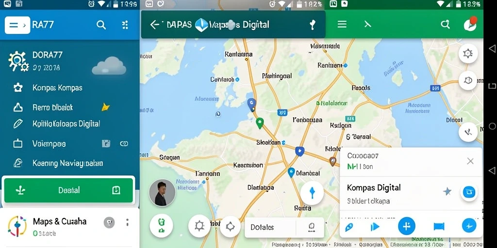 Antarmuka DORA77 yang intuitif untuk navigasi kompas digital.