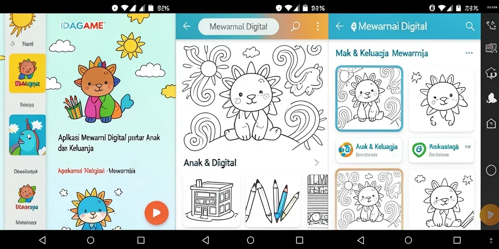 Antarmuka IDAGAME yang menarik dan penuh warna untuk mewarnai.