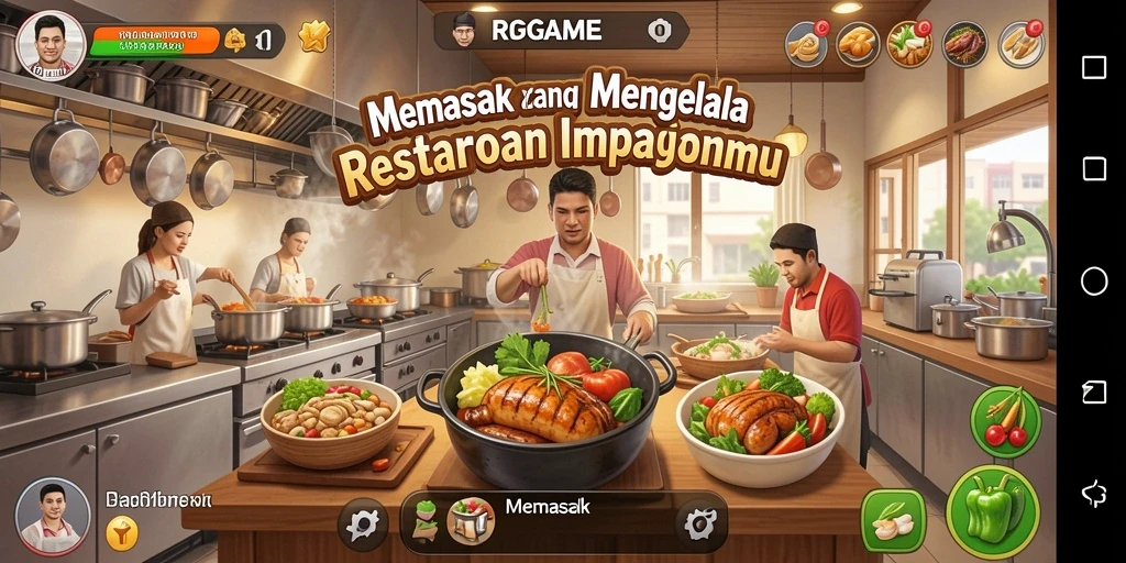 Tampilan antarmuka RPGAME saat mempersiapkan hidangan lezat.