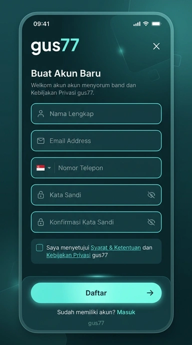 Tampilan halaman daftar gus77