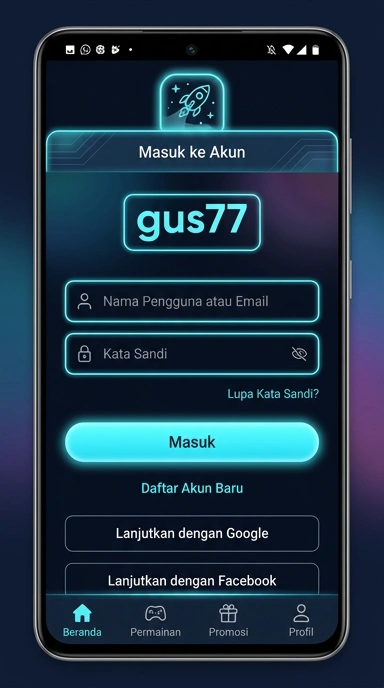 Tampilan halaman login gus77