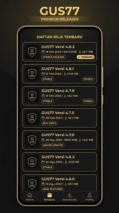 Tampilan riwayat versi gus77